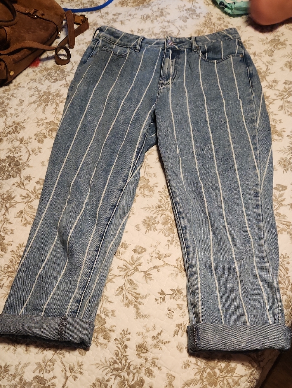 PacSun Blue Denim Pinstripe Boyfriend Jeans